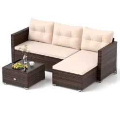 Tangkula 4 Seats Outdoor Patio Furniture Set L-Shaped Couch Set For Yard -Tangkula GUEST f1407bfe b47d 4588 af76 5bd145ebff51