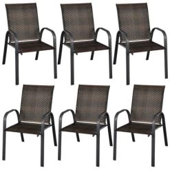 Tangkula 6PCS Outdoor PE Wicker Stacking Dining Chairs Patio Arm Chairs 20 Tangkula 6PCS Outdoor PE Wicker Stacking Dining Chairs Patio Arm Chairs -Tangkula GUEST f153054e 5feb 465f 9af9 7ad40a277087