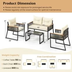 Tangkula Set Of 8 Patio Wicker Furniture Set Heavy Duty Outdoor Cushioned Conversation Set With Tempered Glass Coffee Table Off White -Tangkula GUEST f15ae150 8675 41d5 b955 9a0117471b19