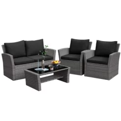 Tangkula 4-Piece Rattan Wicker Patio Outdoor Furniture Sofa Set With Cushions & Tempered Glass Table 28 Tangkula 4-Piece Rattan Wicker Patio Outdoor Furniture Sofa Set With Cushions & Tempered Glass Table -Tangkula GUEST f16d10e4 5bd3 4e78 8c68 7af4a50fb4d3
