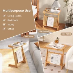 Tangkula 1pc/2pcs Z-shaped Side Table W/ Rattan Shelf Glass Top End Table W/ Magazine Rack Space-saving Sofa Side Bedside Table 18 Tangkula 1pc/2pcs Z-shaped Side Table W/ Rattan Shelf Glass Top End Table W/ Magazine Rack Space-saving Sofa Side Bedside Table -Tangkula GUEST f200bc02 358b 4a1e 9825 a1f8a33d6b5f