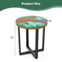 Tangkula 20" Round Teak Wood End Table Solid Live Edge Outdoor Side Table W/ Mahogany Base -Tangkula GUEST f275de11 0ec4 465f b393 3ae61e4f2bc1