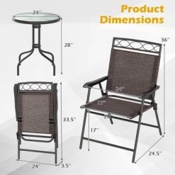 Tangkula 3 Pieces Bistro Set Outdoor Furniture Set With Tempered Glass Table Umbrella Hole -Tangkula GUEST f2c04a81 5d56 4fec ba88 185b7642b0f1