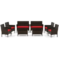 Tangkula 8 Piece Patio Rattan Conversation Set Outdoor Wicker Furniture Set With Chair Loveseat & Tempered Glass Table Cozy Seat Cushions 20 Tangkula 8 Piece Patio Rattan Conversation Set Outdoor Wicker Furniture Set With Chair Loveseat & Tempered Glass Table Cozy Seat Cushions -Tangkula GUEST f2cce607 9a8d 4624 8f6b 887e886f6c11