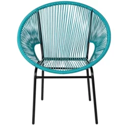 Tangkula 3 PCS Patio Furniture Set Outdoor PE Chairs & Table Set For Yard Poolside Garden Turquoise/Black -Tangkula GUEST f2d5403c b0ea 40b1 aa33 065b12ec056c