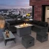 Tangkula 9 PCS Outdoor PE Rattan Wicker Sectional Sofa With 42" 60,000 BTU Gas Fire Pit Table Space-Saving Conversation Set With Storage Box Black 2 Tangkula 9 PCS Outdoor PE Rattan Wicker Sectional Sofa With 42" 60,000 BTU Gas Fire Pit Table Space-Saving Conversation Set With Storage Box Black -Tangkula GUEST f2e15b27 b03f 4736 b3be 4626fa9e3eb8