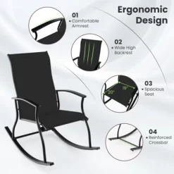 Tangkula Set Of 4 Outdoor Rocking Chair Patio Rocker W/ Breathable Fabric Black -Tangkula GUEST f30be041 b41e 4b46 8c57 31ca805a6cf7