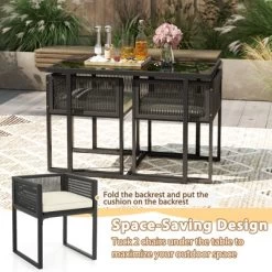 Tangkula 3 Pieces Patio Dining Set Outdoor Space-Saving PE Wicker Bistro Set With Cushions Patio Tempered Glass Top Table And Chairs Set 17 Tangkula 3 Pieces Patio Dining Set Outdoor Space-Saving PE Wicker Bistro Set With Cushions Patio Tempered Glass Top Table And Chairs Set -Tangkula GUEST f3226806 902e 47c4 8d58 b785be9233b0