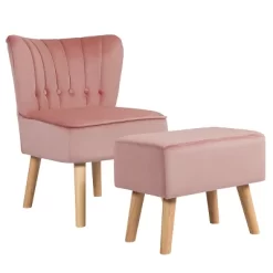 Tangkula Velvet Armless Chair & Ottoman Set Leisure Sofa Chair With Footstool Pink BlueGreen 21 Tangkula Velvet Armless Chair & Ottoman Set Leisure Sofa Chair With Footstool Pink BlueGreen -Tangkula GUEST f381c8d3 10e7 4c45 9f6f f5969bea895a