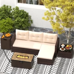 Tangkula 4 PCS Outdoor Furniture Set W/ 32" Fire Pit Table & Propane Tank Cover 12 Tangkula 4 PCS Outdoor Furniture Set W/ 32" Fire Pit Table & Propane Tank Cover -Tangkula GUEST f3ebff9e fc1c 4d2b 9b78 a3f1f242a45d