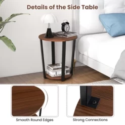 Tangkula Industrial End Table Sofa Side Table Set Ot 2 Nightstand W/ Storage Shelf -Tangkula GUEST f3fdd29d 5c73 466b a103 3c19b33e1906