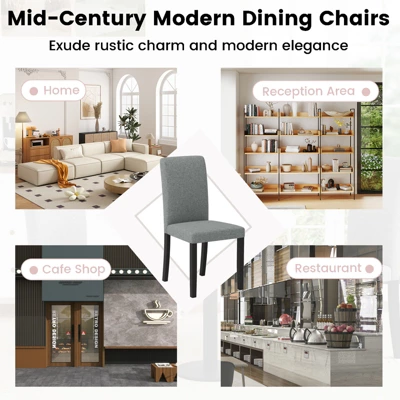 Tangkula Dining Chair Set Of 4 Mid-Century Modern Fabric Upholstered Parson Chairs 7 Tangkula Dining Chair Set Of 4 Mid-Century Modern Fabric Upholstered Parson Chairs - Image 5