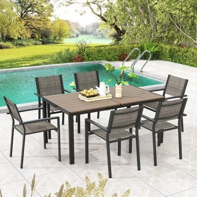 Tangkula 59" X 35" Large Rectangle Outside Table W/ Metal Legs Accommodate Up To 6 5 Tangkula 59" X 35" Large Rectangle Outside Table W/ Metal Legs Accommodate Up To 6 - Image 3