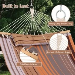 Tangkula Patio Hammock Foldable Portable Swing Chair Bed Detachable Pillow Blue & Green 18 Tangkula Patio Hammock Foldable Portable Swing Chair Bed Detachable Pillow Blue & Green -Tangkula GUEST f4c0ed20 ee44 404d a83e 43183993e7f0