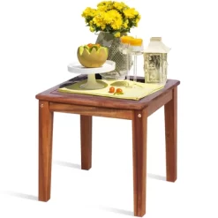 Tangkula 3 PCS Patio Rattan Bistro Set Outdoor Acacia Wood Table & Chairs Set -Tangkula GUEST f4d85020 f0d6 42ed a523 0e0ab6a39516