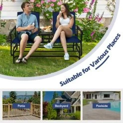 Tangkula 2 Person Outdoor Patio Double Glider Chair Loveseat Rocking -Tangkula GUEST f500855f 96e9 4a9b 9a5c c0cfd32eacfb