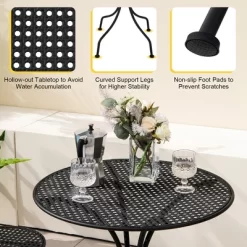 Tangkula 3 PCS Patio Bistro Set All-weather Metal Table & Chair Set For 2 Person Modern Furniture Set -Tangkula GUEST f56306ea fbd8 4c39 8fe6 946cc7375e2e