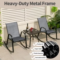 Tangkula 2pcs Patio Rocking Chair Heavy-Duty Metal Rocker Outdoor Anti-Slip Gray -Tangkula GUEST f5b30ac2 2090 4470 833a ecf0d8a097be