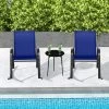 Tangkula 4 PCS Patio Rocking Chair Outdoor Ergonomic Rockers W/ Breathable Fabric Seat Navy