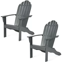 Tangkula 2PCS Wooden Classic Adirondack Chair Lounge Chair Outdoor Patio Grey -Tangkula GUEST f63183d6 2911 4b99 870a c1161f77b9ba