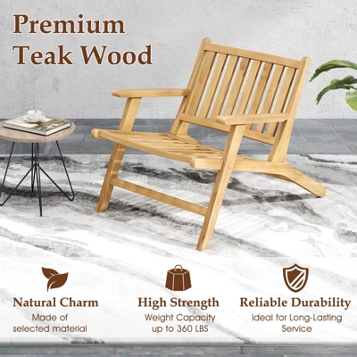 Tangkula 4PCS Teak Wood Outdoor Reclining Chair W/ Comfortable Backrest & Armrests 8 Tangkula 4PCS Teak Wood Outdoor Reclining Chair W/ Comfortable Backrest & Armrests - Image 6