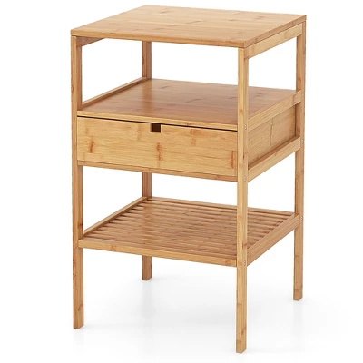 Tangkula Bamboo Nightstand W/ Pull-out Drawer & Storage Shelf Wood Natural 11 Tangkula Bamboo Nightstand W/ Pull-out Drawer & Storage Shelf Wood Natural - Image 9