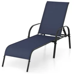 Tangkula Outdoor Lounge Chair Patio Chaise Lounge With Adjustable Backrest Reclining Pool Lounge Chair For Outside With Heavy Duty Steel Frame Navy -Tangkula GUEST f6d17ec3 b9bb 47c7 a29c bb97a3ae033a