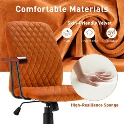 Tangkula Velvet Home Office Chair Swivel Adjustable Task Chair W/ Wooden Armrest -Tangkula GUEST f6da1cfc 0772 4434 a93d 490112242cf6