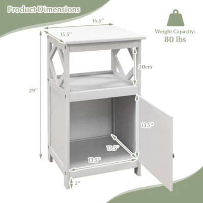 Tangkula Bathroom Floor Cabinet Single Door Storage Cabinet With Open Compartment Anti-Toppling Device Grey/White 10 Tangkula Bathroom Floor Cabinet Single Door Storage Cabinet With Open Compartment Anti-Toppling Device Grey/White - Image 8