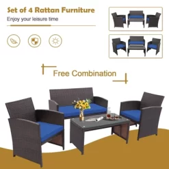 Tangkula 8PCS Outdoor Patio Furniture Sets Weather-Resistant Rattan Sofas W/ Soft Cushion Navy -Tangkula GUEST f7074a87 6dbe 467a ba57 4aec46ca2608