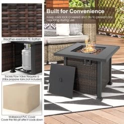 Tangkula 9PCS Furniture Set W/ 32" Fire Pit Table 50,000 BTU Square Propane Fire Pit Patio Navy -Tangkula GUEST f70988a5 2e6c 4354 adfc ec2448b86ca5 1