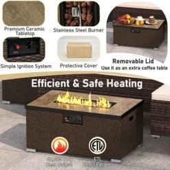 Tangkula 4 PCS Outdoor Furniture Set W/ 32" Fire Pit Table & Propane Tank Cover 14 Tangkula 4 PCS Outdoor Furniture Set W/ 32" Fire Pit Table & Propane Tank Cover -Tangkula GUEST f727a3f2 efb4 4736 a8a6 4a7b00390e81