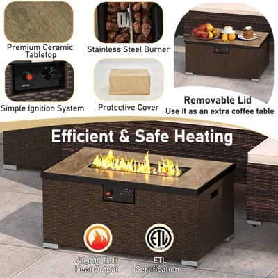 Tangkula 4 PCS Outdoor Furniture Set W/ 32" Fire Pit Table & Propane Tank Cover 7 Tangkula 4 PCS Outdoor Furniture Set W/ 32" Fire Pit Table & Propane Tank Cover - Image 5