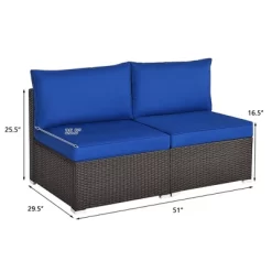 Tangkula 2PCS Patio Sectional Armless Sofas Rattan Furniture Set Outdoor W/ Cushions 19 Tangkula 2PCS Patio Sectional Armless Sofas Rattan Furniture Set Outdoor W/ Cushions -Tangkula GUEST f76689e4 b497 43fe a634 3732a1381b85