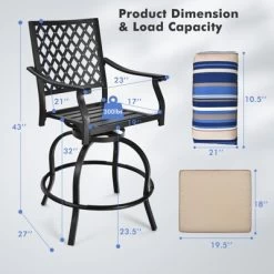 Tangkula 2PCS Patio Swivel Chairs Outdoor Bar Height Chair Set W/ Cushions & Lumbar Pillows -Tangkula GUEST f7891503 b900 4edd 8fdf f4ac10c26d08
