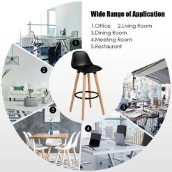 Tangkula Set Of 4 Mid Century Barstool 28.5" Dining Pub Chair W/Leather Padded Seat Black 12 Tangkula Set Of 4 Mid Century Barstool 28.5" Dining Pub Chair W/Leather Padded Seat Black -Tangkula GUEST f7bade85 c1ee 4e54 9d32 b0fe85103ddc