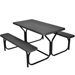 Tangkula Outdoor Picnic Table Bench Set Patio Camping Table W/Steel Frame & Wood Texture Tabletop For Garden -Tangkula GUEST f7c0213d fd97 471e 93d4 77935fa003bb