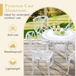 Tangkula 5 Pieces All-Weather Outdoor Cast Aluminum Dining Set Round Dining Table -Tangkula GUEST f824de7c 5bbf 4ced b54d a6b8e41846d2