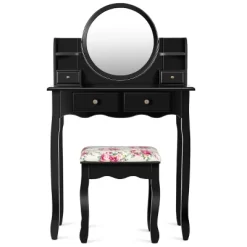 Tangkula Vanity Table Set W/Detachable Mirror & Stool Black/White 18 Tangkula Vanity Table Set W/Detachable Mirror & Stool Black/White -Tangkula GUEST f83335d1 011d 4227 9ca8 6ab199ead044