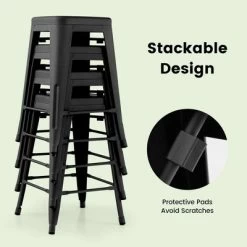 Tangkula 24" Set Of 4 Tolix Style Barstool Counter Height Metal Bar Stool Stackable Chair Black 15 Tangkula 24" Set Of 4 Tolix Style Barstool Counter Height Metal Bar Stool Stackable Chair Black -Tangkula GUEST f8460d24 14ac 4b80 8f9c 83cfb888f7d3