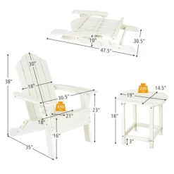 Tangkula Patio 3PCS Adirondack Chair Side Table Set Outdoor Chair Set With End Table Weather Resistant Cup Holder For Backyard Garden White 13 Tangkula Patio 3PCS Adirondack Chair Side Table Set Outdoor Chair Set With End Table Weather Resistant Cup Holder For Backyard Garden White -Tangkula GUEST f84c425b 8bcc 4d9d b8fa 200466aa89a0