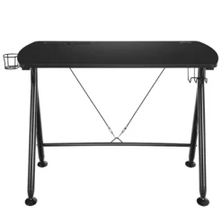 Tangkula Gaming Desk Y-Shaped Computer Table W/Cup Holder & Phone Slot For Home Office Black -Tangkula GUEST f8780252 2d15 40ab 9234 2535385276b1
