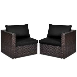 Tangkula 2-Piece Patio Wicker Corner Sofa Set Rattan Loveseat With Removable Cushions -Tangkula GUEST f89efa1e d628 4f2e 9ea6 2080db28b478