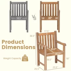 Tangkula 2 PCS Teak Wood Patio Dining Chair Outdoor Armchair W/ Slatted Seat & Solid Legs -Tangkula GUEST f8a36b8a 623e 4f42 9282 baf5632c6a41 1