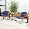 Tangkula 3PCS Acacia Wood Patio Bistro Set Outdoor Conversation Furniture Set W/ Navy Cushions 2 Tangkula 3PCS Acacia Wood Patio Bistro Set Outdoor Conversation Furniture Set W/ Navy Cushions -Tangkula GUEST f8a884e0 bb89 4c59 a865 45c4985b10de