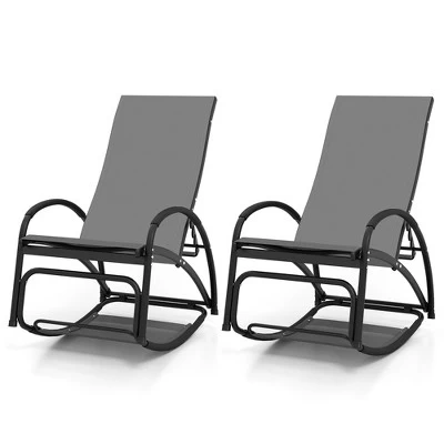 Tangkula 2PCS 2-in-1 Outdoor Rocking Chair Convertible Lounge Chair With 4-Position Adjustable Backrest Curved Armrests 13 Tangkula 2PCS 2-in-1 Outdoor Rocking Chair Convertible Lounge Chair With 4-Position Adjustable Backrest Curved Armrests - Image 11
