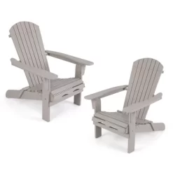 Tangkula Folding Adirondack Chair Set Of 2 W/ High Backrest & Wide Armrests Wooden -Tangkula GUEST f8ba0557 68ac 4b3a 8d94 c5cdd80e591a