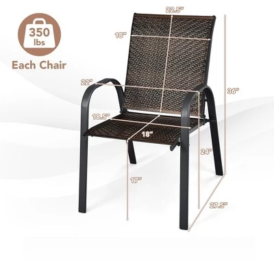 Tangkula 6PCS Outdoor PE Wicker Stacking Dining Chairs Patio Arm Chairs 10 Tangkula 6PCS Outdoor PE Wicker Stacking Dining Chairs Patio Arm Chairs - Image 8