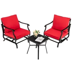 Tangkula 3PCS Outdoor Rocking Chair Set Patio Conversation Bistro Set W/ Red Cushions 18 Tangkula 3PCS Outdoor Rocking Chair Set Patio Conversation Bistro Set W/ Red Cushions -Tangkula GUEST f991868c 8e1f 448e b41a ce4d48d636ec