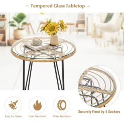 Tangkula 3 Pieces Patio Furniture Set W/Tempered Glass Coffee Table Set For Garden And Backyard White/Red/Turquoise/Grey/Black Cushions -Tangkula GUEST f9ab2a51 d6cd 4311 a6fd 134d3e025b68